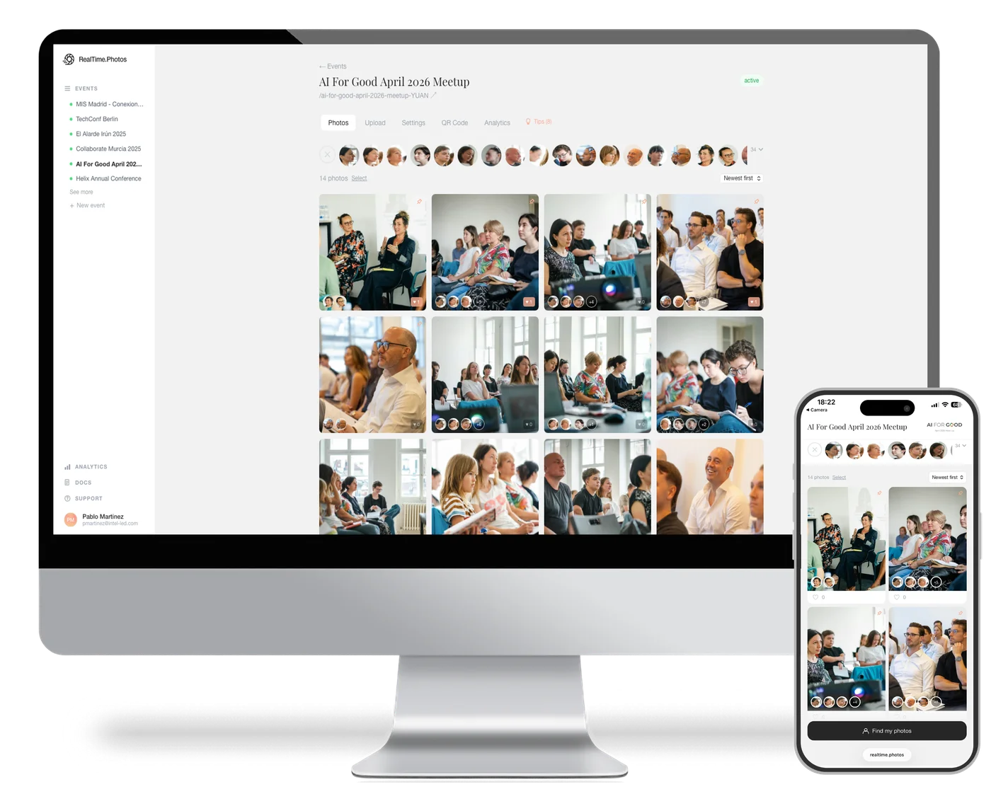 Dashboard and guest gallery interface side by side